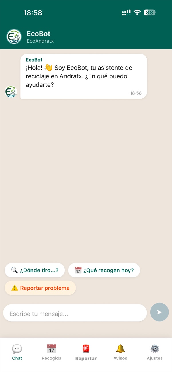 App Eco Andratx: asistente de reciclaje EcoBot